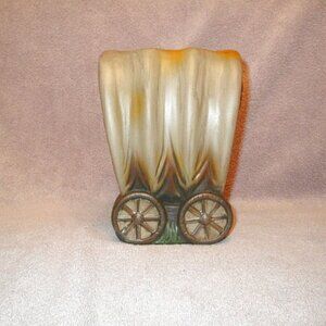 Western Conestoga Wagon Planter Rustic Farm Cowboy Country Painted Art Pottery
